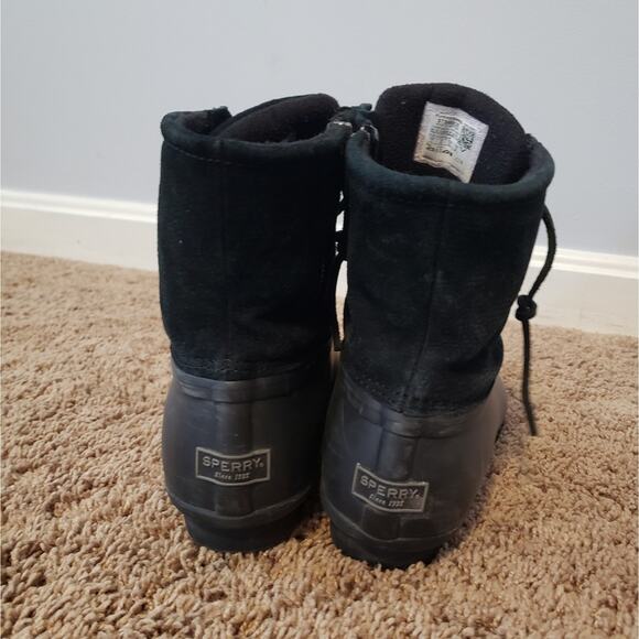 Sperry Saltwater suede Duck Boot Black Serpent Leather 11 - Picture 3 of 8